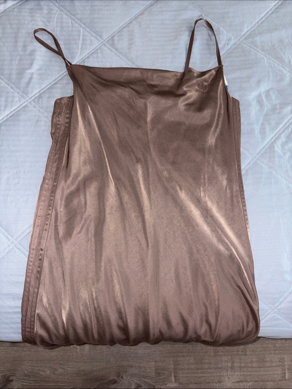 adidas Satin-Look Spaghetti Strap Cami in Bronze